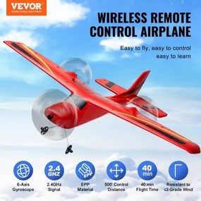 VEVOR RC Airplane EPP Foam RC Plane Toy with 2.4 GHz Remote Control 2 Batteries