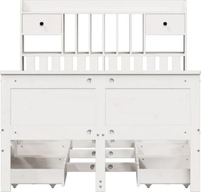 vidaXL Κρεβάτι Βιβλιοθήκη Χωρίς Στρώμα Λευκό 135x190 εκ Μασίφ Πεύκο