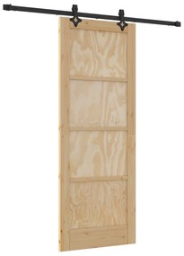 vidaXL Συρόμενη Πόρτα με Σετ Εξαρτημάτων 78x202 εκ. Μασίφ Ξύλο Πεύκου