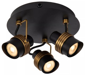 Φωτιστικό Οροφής Lucide 34944-13-30 TUNDRAN Μαύρο Ματ (Black Mat)|Χρυσό Χρώμα (Gold Coloured)