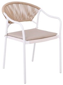 Πολυθρόνα MOLLY Λευκό/Φυσικό Μέταλλο/Wicker 55x61x85cm
