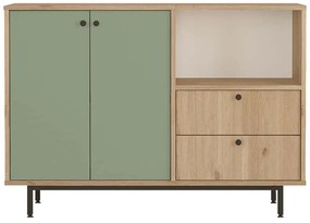 Ντουλάπι 956LCS3580 120x35,5x85cm Oak-Green Μοριοσανίδα, Μέταλλο