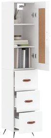 vidaXL Ντουλάπι Γυαλ. Λευκό 34,5 x 34 x 180 εκ. από Επεξεργασμένο Ξύλο