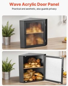 VEVOR Corner Bread Box for Kitchen Counter Double Layer Bamboo Storage Container