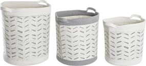 Σετ Καλαθιών DKD Home Decor Λευκό Γκρι 35 x 35 x 40 cm 3 Τεμάχια