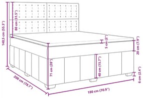 Κρεβάτι Boxspring με Στρώμα Σκούρο Γκρι 180x200 εκ Υφασμάτιν - Γκρι