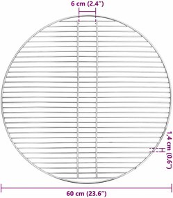 vidaXL Σχάρα μπάρμπεκιου Ασημί 60 x 60 cm Ανοξείδωτο ατσάλι