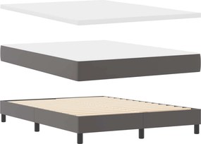 vidaXL Κρεβάτι με ελατήρια με στρώμα Γκρι 140 x 200 cm Τεχνητό δέρμα