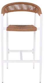 MADY Σκαμπό Bar, ALU Άσπρο, Rope Wicker Φυσικό 56x58x105cm