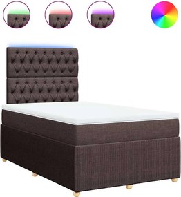 vidaXL Κρεβάτι Boxspring με Στρώμα Σκούρο Καφέ 120x200 εκ. Υφασμάτινο
