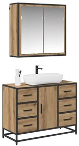 vidaXL Σετ Επίπλων Μπάνιου με πόρτα 2 pcs artisan δρυς 80 x 33 x 60 εκ