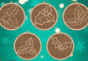 Σετ των 2 Intra απο ξύλο plywood Χρώμα wenge 3mm-4mm πάχος - Χριστουγεννιάτικο Δέντρο Παιχνίδια Πακέτο κοπής με λέιζερ Δίασταση 6x6 cm INTRAFABR-103952849