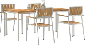 vidaXL Σετ Εξωτερικής Τραπέζης 5 pcs Καφέ Στερεό Ξύλο Τίκ