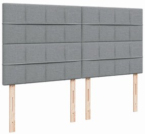 Κρεβάτι Boxspring με Στρώμα Ανοιχτό Γκρι 200x200 εκ. Υφασμάτινο - Γκρι