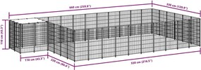 vidaXL Σπιτάκι Σκύλου Μαύρο 19,36 μ² Ατσάλινο
