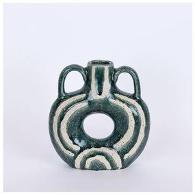 Βάζο Κεραμικό Πράσινο Σκούρο-Μπεζ 21.7x7x24cm 752-20336 Estheti-752-20336-Πράσινο 752-20336