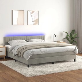 ΚΡΕΒΑΤΙ BOXSPRING ΜΕ ΣΤΡΩΜΑ &amp; LED ΑΝ.ΓΚΡΙ 180X200 ΕΚ. ΒΕΛΟΥΔΙΝΟ 3134537