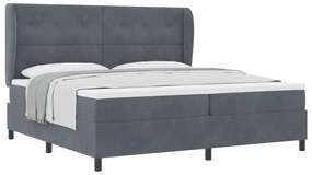 vidaXL Κρεβάτι Box Spring με Στρώμα  Γκρι 200x200 εκ. Βελούδο