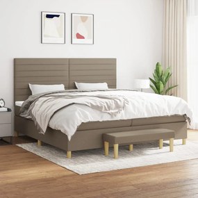 Κρεβάτι Boxspring με Στρώμα Taupe 200x200 εκ. Υφασμάτινο - Μπεζ-Γκρι