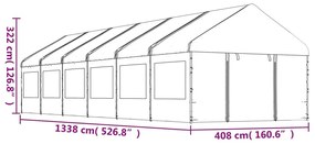 Κιόσκι με Τέντα Λευκό 13,38 x 4,08 x 3,22 μ. από Πολυαιθυλένιο - Λευκό