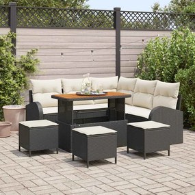 vidaXL Σετ Καναπέ Κήπου 9 pcs Μαύρο, Κρέμα 110 x 55 x 71 εκ