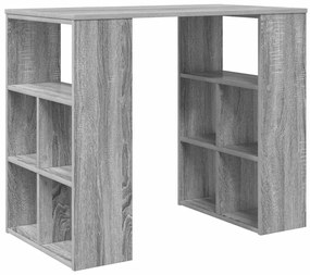 vidaXL Γραφείο με ράφι Γκρι 90 x 50 x 75 εκ. Επεξεργασμένο ξύλο