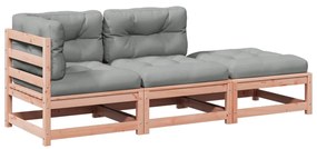 vidaXL Καναπές Κήπου Σετ 3 Τεμ. Μασίφ Ψευδοτσούγκα Ελάτης Μαξιλάρια