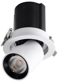 GloboStar® VIRGO-S 60303 Χωνευτό LED Spot Downlight TrimLess Φ9cm 7W 875lm 36° AC 220-240V IP20 Φ9cm x Υ9cm - Στρόγγυλο - Λευκό με Μαύρο Κάτοπτρο - Θερμό Λευκό 2700K - Bridgelux COB - 5 Years Warranty