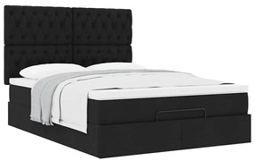vidaXL Οθωμανικό κρεβάτι με στρώμα Μαύρο 140x190cm Ύφασμα