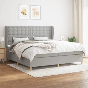 Κρεβάτι Boxspring με Στρώμα Ανοιχτό Γκρι 200x200 εκ. Υφασμάτινο - Γκρι