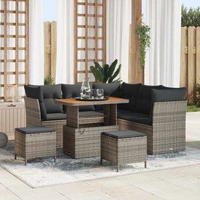 vidaXL Σετ Καναπέ Κήπου Ρυθμιζόμενο ύψος 8 pcs Γκρι συνθετικό ρατάν