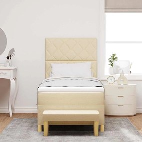 vidaXL Κρεβάτι με ελατήρια με στρώμα Κρεμ 90 x 190 cm ύφασμα