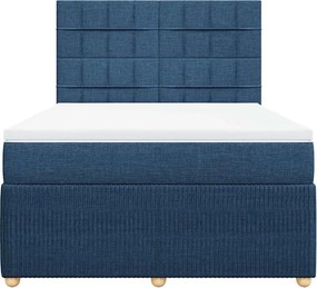 vidaXL Κρεβάτι Boxspring με Στρώμα Μπλε 160x200 εκ. Υφασμάτινο