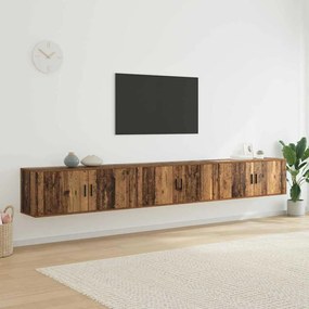 vidaXL Σετ Βαθμιδωτών Ντουλαπιών Τηλεόρασης Επιτοίχιο 3 pcs Παλιό Ξύλο