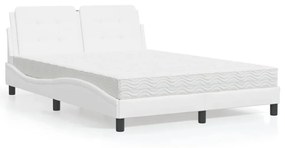 Κρεβάτι με Στρώμα Λευκό 120x200 εκ.από Συνθετικό Δέρμα