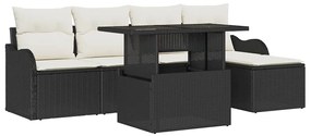 vidaXL Σετ Καναπέ Κήπου με μαξιλάρι 6 pcs Μαύρο Πολυ ράταν