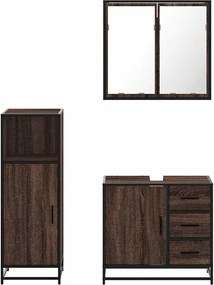 vidaXL Σετ Επίπλων Μπάνιου 3 Τεμαχίων Καφέ Δρυς από Τεχν. Ξύλο