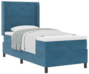 vidaXL Κρεβάτι με ελατήρια με κεφαλάρι Μπλε 90 x 200 cm Βελούδο