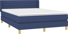 vidaXL Κρεβάτι Boxspring με Στρώμα Μπλε 140x190 εκ. Υφασμάτινο