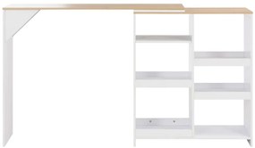 vidaXL Τραπέζι Μπαρ με Κινητό Ράφι Λευκό 138 x 39 x 110 εκ.