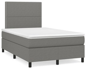 vidaXL Κρεβάτι Boxspring με Στρώμα Σκούρο Γκρι 120x190 εκ Υφασμάτινο