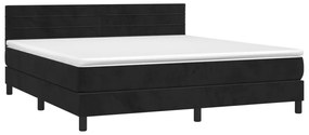 vidaXL Κρεβάτι Boxspring με Στρώμα Μαύρο 180x200 εκ. Βελούδινο
