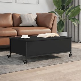 vidaXL Τραπεζάκι Σαλονιού με Ροδάκια Μαύρο 91x55x34 εκ. Επεξ. Ξύλο