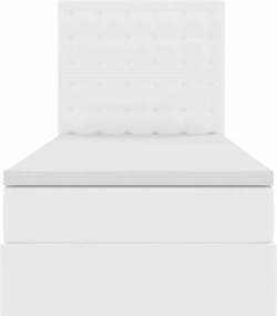 vidaXL Κρεβάτι Αποθήκης Καθαρό Λευκό 90 x 200 cm Τεχνητό Δέρμα