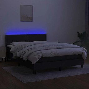 vidaXL Κρεβάτι Boxspring με Στρώμα &amp; LED Μαύρο 140x190 εκ. Υφασμάτινο