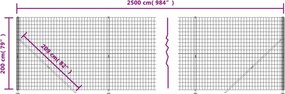 vidaXL Συρματόπλεγμα Περίφραξης Πράσινο 2 x 25 μ. με Βάσεις Φλάντζα
