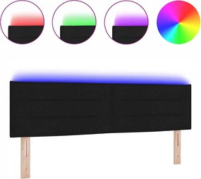 vidaXL LED κεφαλάρι με φώτα λωρίδας LED Μαύρο 144 cm Πολυεστέρας