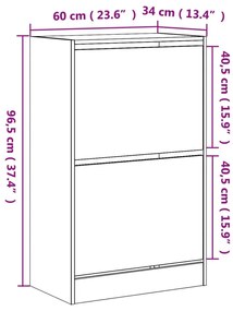 Παπουτσοθήκη Λευκή 60x34x96,5 εκ. από Επεξεργασμένο Ξύλο - Λευκό