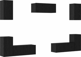 vidaXL Σετ επίπλου τηλεόρασης 7 pcs Μαύρη Οξυά Επεξεργασμένο ξύλο