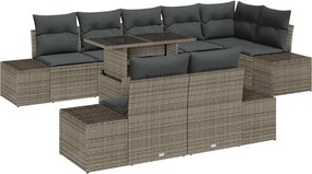 vidaXL Σετ Καναπέ Κήπου με αποθήκευση 9 pcs Γκρι Πολυ ράταν